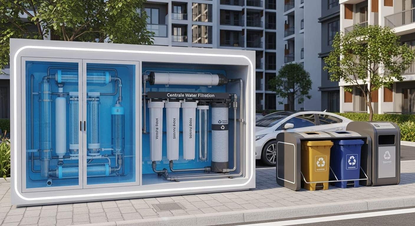 Hệ thống lọc nước trung tâm và thu gom rác thải hiện đại