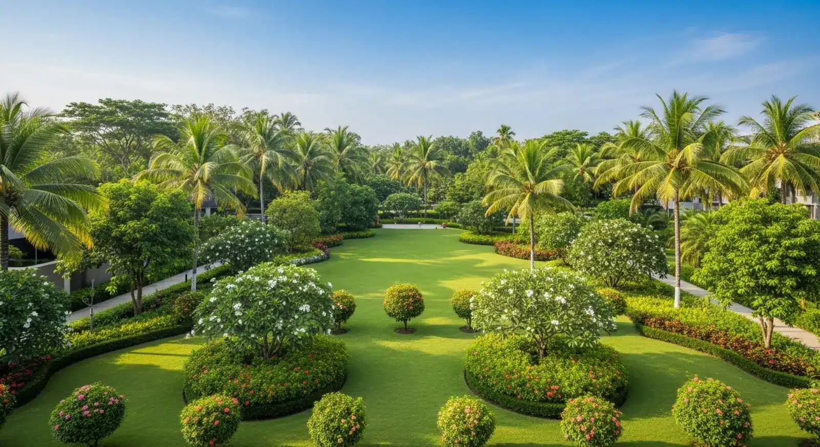 Không gian xanh rộng lớn tại Sun Feliza Suites mang lại môi trường sống trong lành