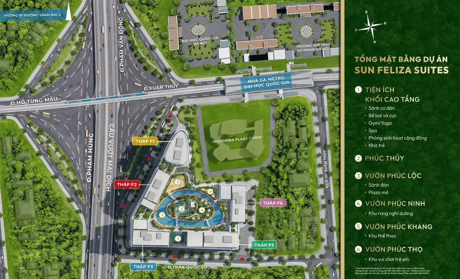 Khu vườn Ngũ Phúc rộng 11.548m² với 5 zone chức năng khác nhau tạo nên không gian xanh độc đáo