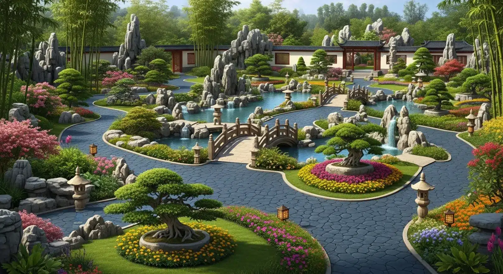 Khu vườn Ngũ Phúc rộng 11.548m² với thiết kế theo triết lý phương Đông