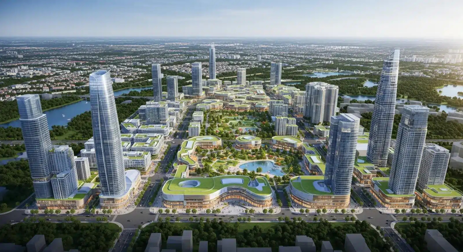 Phối cảnh tổng thể dự án Sun Mega City – siêu đô thị đa chức năng tại phía Nam Hà Nội