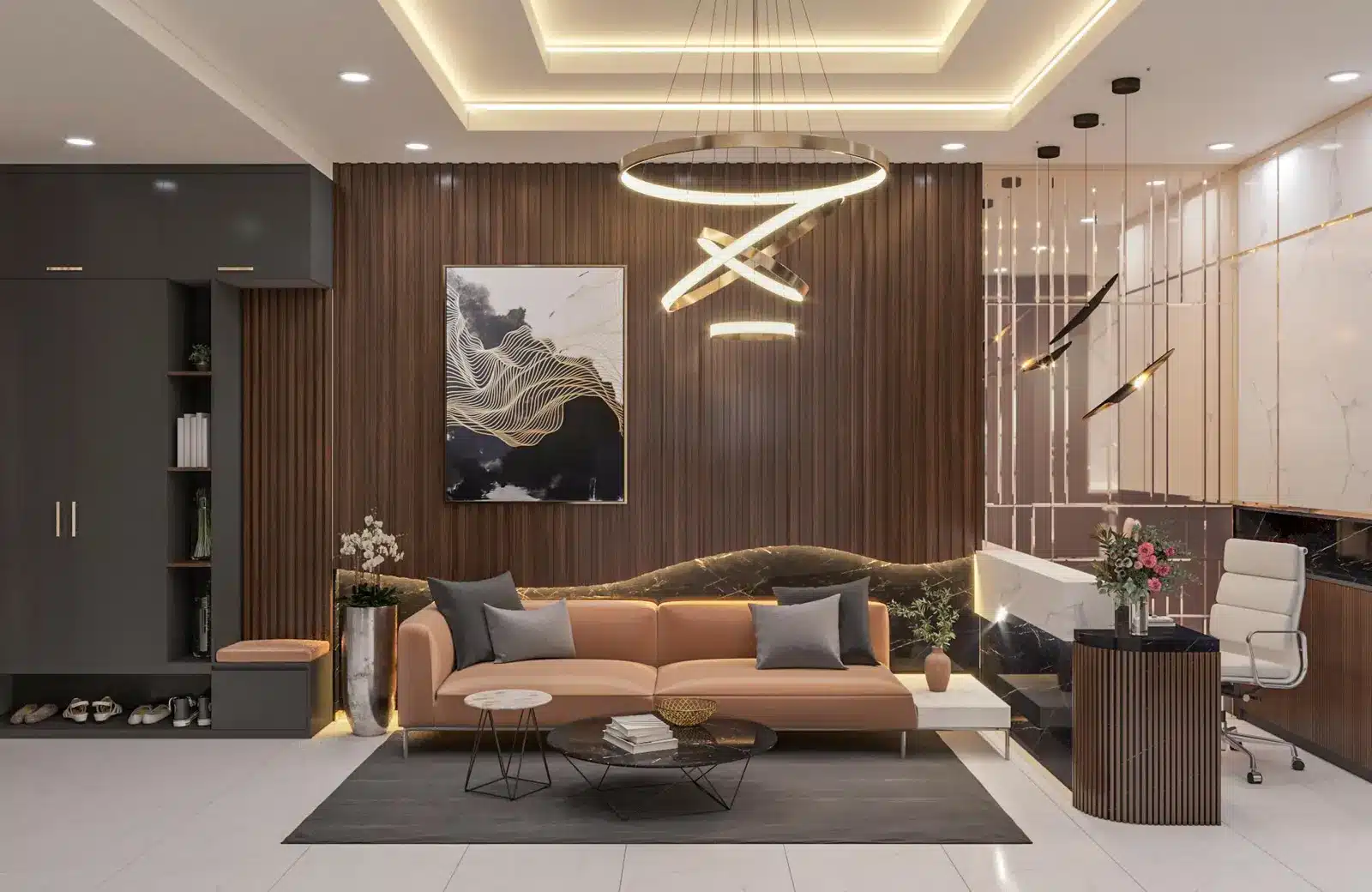 Thiết kế căn hộ mẫu với tiêu chuẩn nội thất cao cấp
