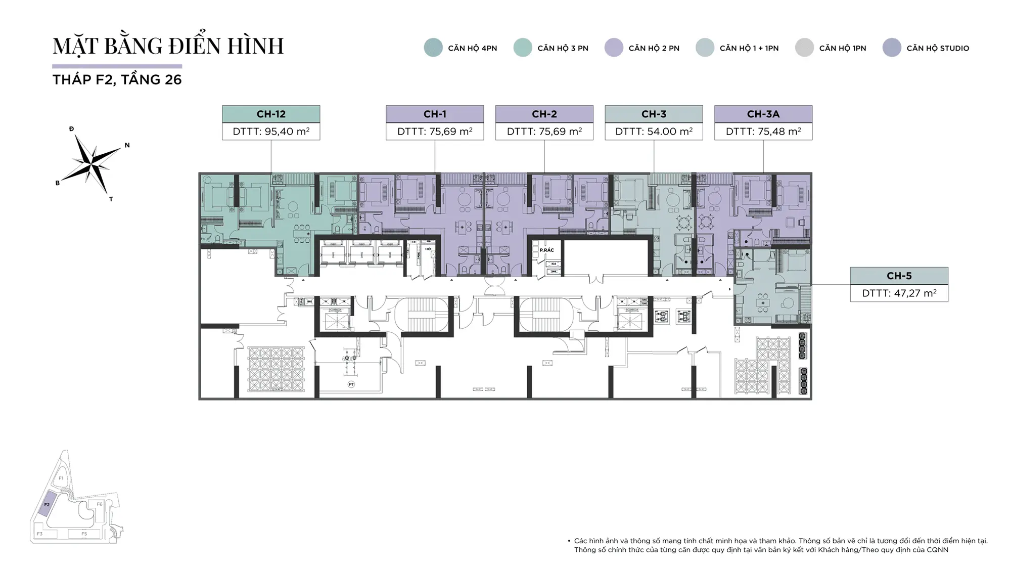 Mặt bằng tầng điển hình Tầng 26, Tòa F2, dự án Sun Feliza Suites Cầu Giấy