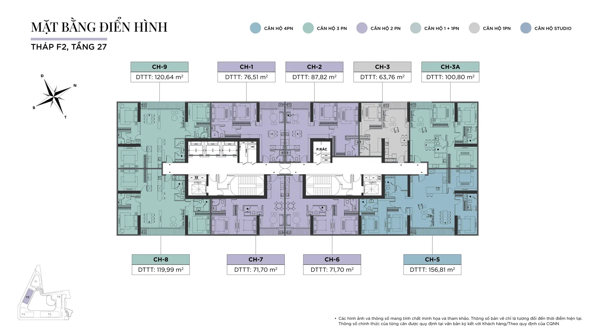 Mặt bằng tầng điển hình Tầng 27, Tòa F2, dự án Sun Feliza Suites Cầu Giấy