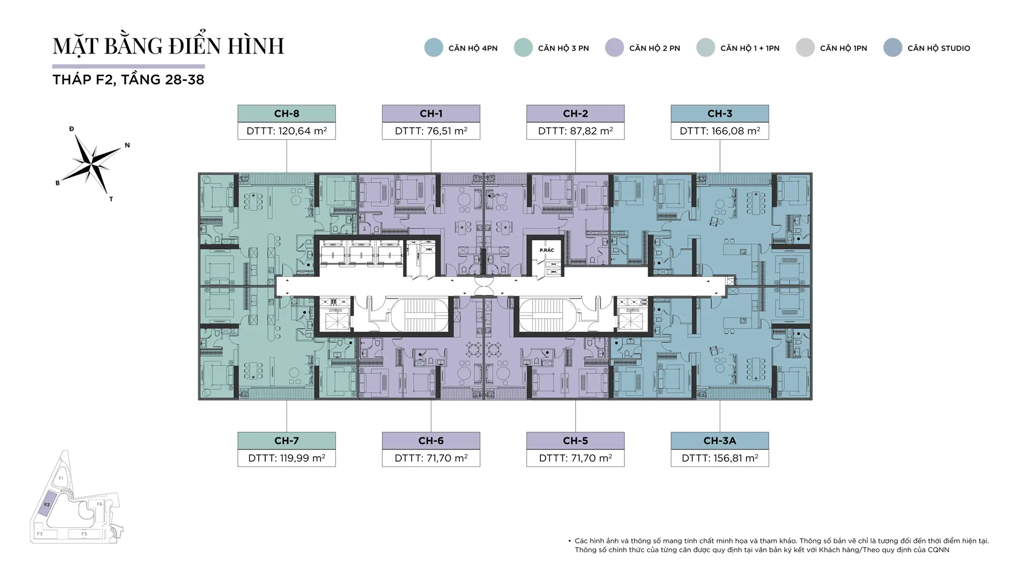 Mặt bằng tầng điển hình Tầng 28 đến Tầng 38, Tòa F2, dự án Sun Feliza Suites Cầu Giấy