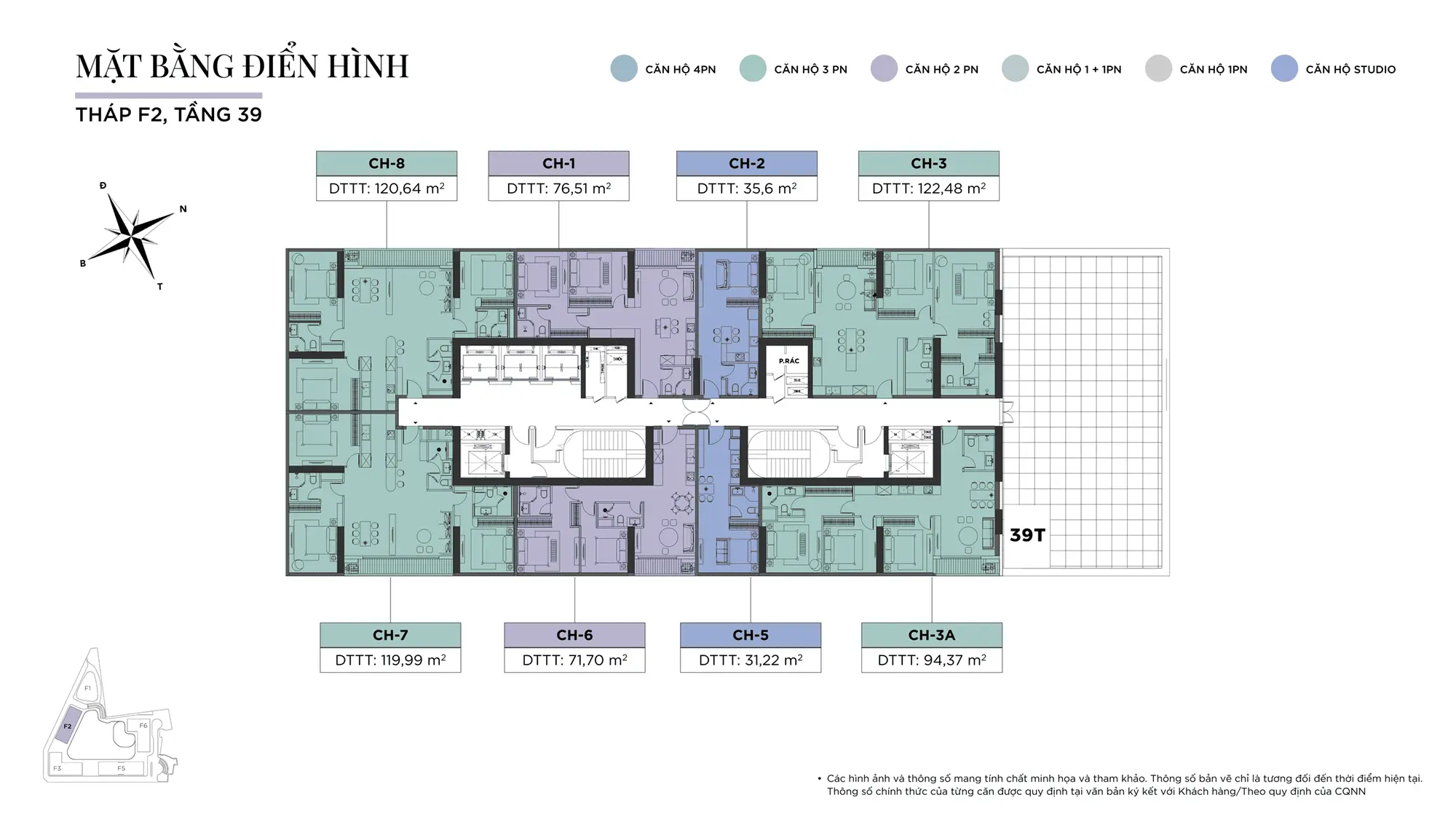 Mặt bằng tầng điển hình Tầng 39, Tòa F2, dự án Sun Feliza Suites Cầu Giấy