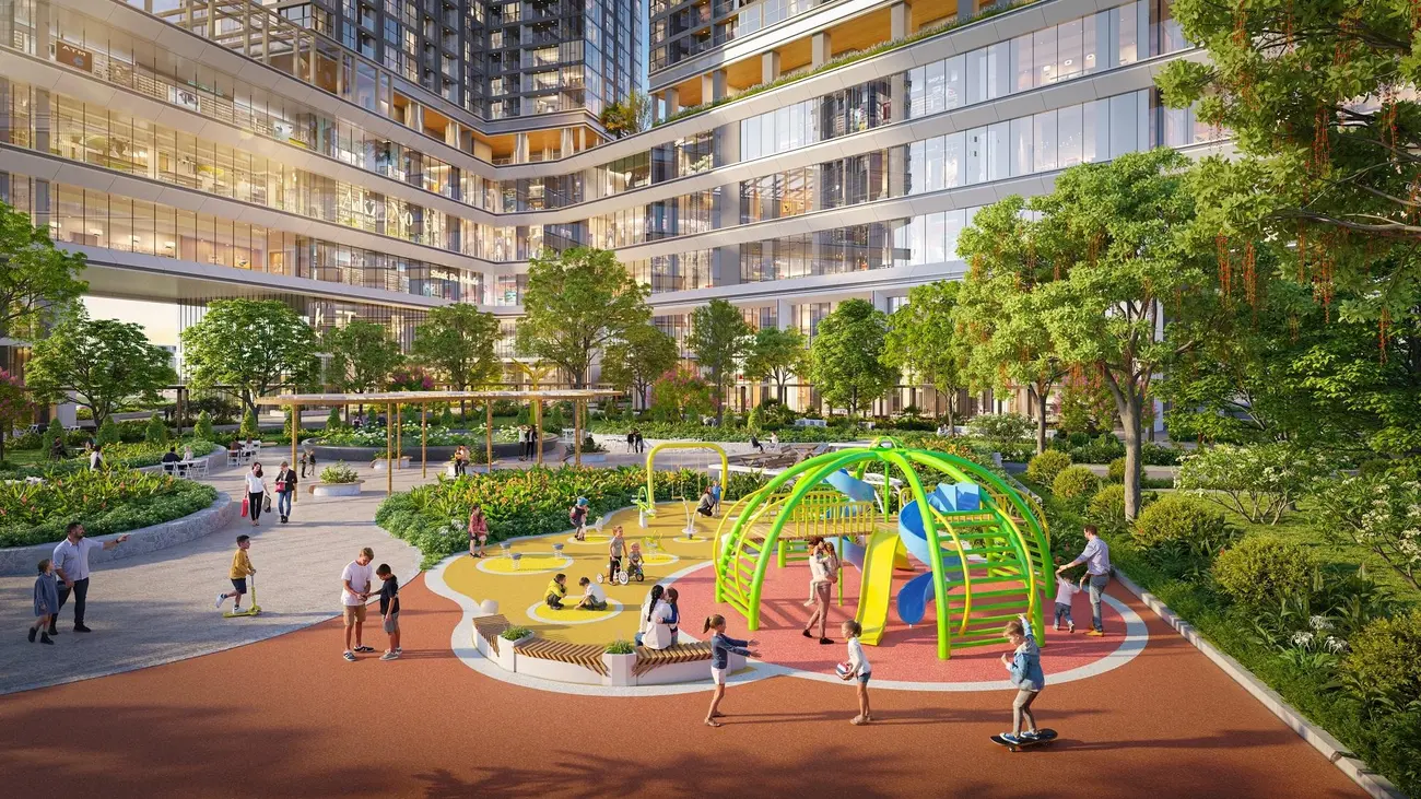 Không gian xanh và sân chơi cho trẻ em tại Dự án Sun Feliza Suites Cầu Giấy, Hà Nội.