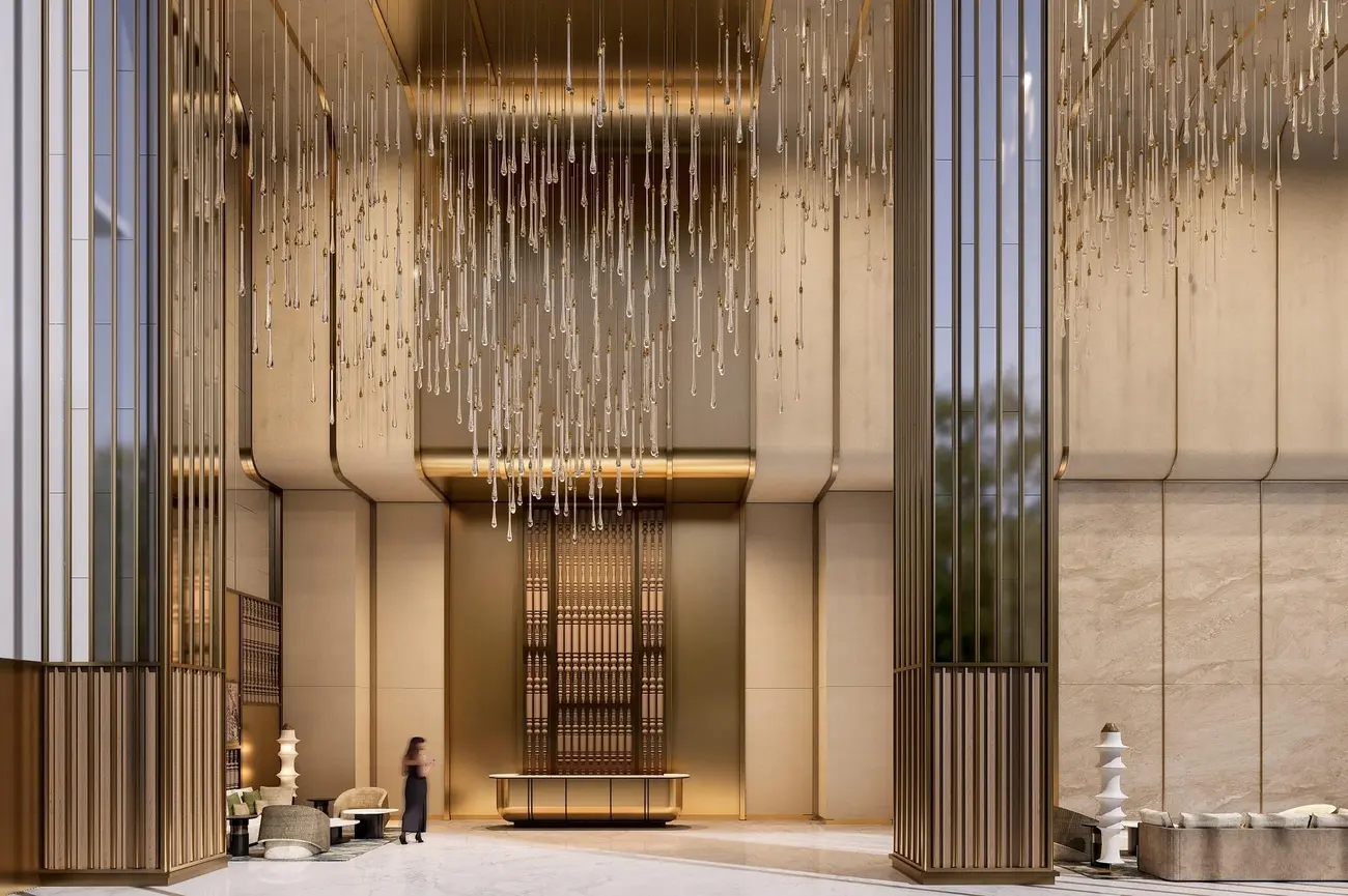 Đại sảnh xa hoa và đẳng cấp của Sun Feliza Suites Cầu Giấy, mang đến trải nghiệm sống vượt trội.