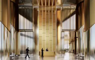 Sảnh đón sang trọng tại căn hộ Sun Feliza Suites, cao 14m, tương đương 4 tầng căn hộ.